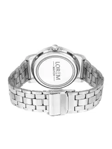 LOREM Men Silver Dial & Silver Bracelet Style Straps Analogue Watch LR119