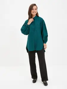 Trendyol Women Green Solid Longline Casual Shirt