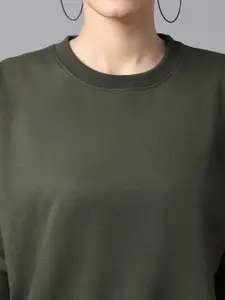 MACK JONNEY Pack Of 2 Women Olive Green & Pink Solid Sweatshirt