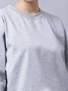 MACK JONNEY Women Pack of 2 Peach-Coloured & Grey Fleece Sweatshirts