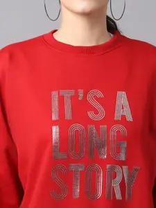 MACK JONNEY Women Pack of 2 Peach & Red Printed Sweatshirt