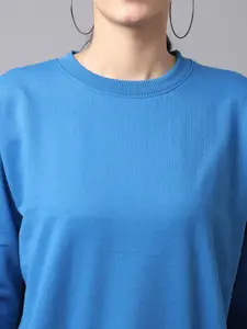 MACK JONNEY Women Pack of 2 Peach-Coloured & Blue Fleece Sweatshirts