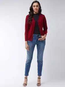 Modeve Women Maroon Cardigan Casual Sweater