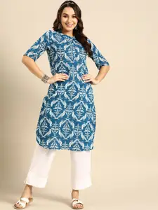 Sangria Ethnic Motifs Printed Straight Kurta
