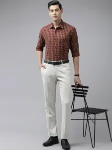 Arrow Men Maroon Original Slim Fit Checked Pure Cotton Casual Shirt