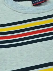 Gini and Jony Boys Grey Striped Fleece Sweatshirt