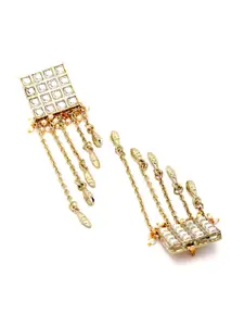 KARATCART Gold-Toned Square Drop Earrings