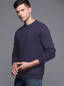 Allen Solly Men Navy Blue Solid Sweatshirt