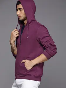 Allen Solly Men Purple Solid Hooded Sweatshirt