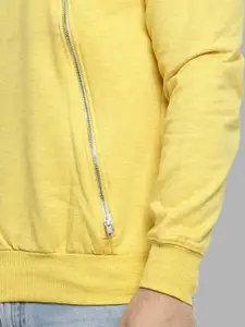 Campus Sutra Men Yellow Cotton Sweatshirt