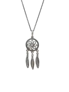 VANBELLE Women Silver-Toned & White Sterling Silver Silver-Plated Oxidised Necklace