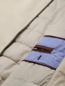 Louis Philippe Men Off White Solid Bomber Jacket