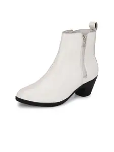 EL PASO Women White Faux Leather Pro Guard Ankle Casual Boots