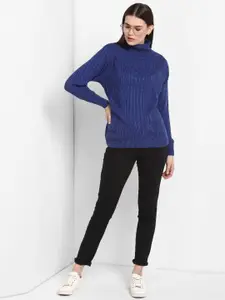 Modeve Women Blue Striped Pullover