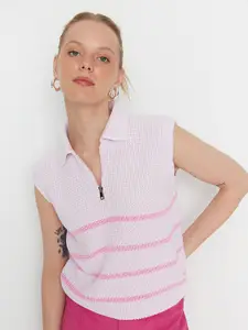 Trendyol Women Pink Striped Striped Pullover