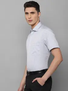 Louis Philippe Permapress Men Grey Grid Tattersall Checked Pure Cotton Wrinkle Free Formal Shirt