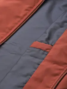 Allen Solly Men Rust Brown Solid Bomber Jacket