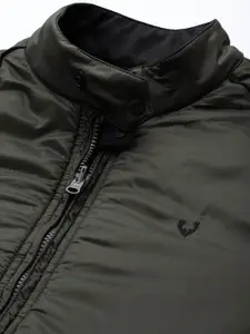 Allen Solly Men Black & Olive Green Reversible Quilted Jacket