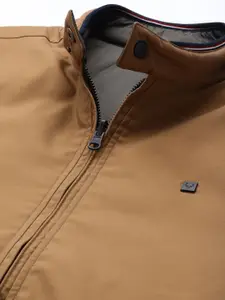 Allen Solly Men Olive Green & Beige Solid Reversible Bomber Jacket
