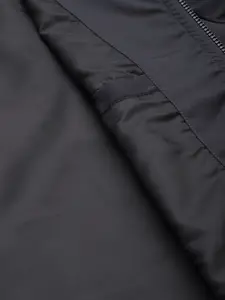 Allen Solly Men Navy Blue Mandarin Collar Woven Bomber Jacket