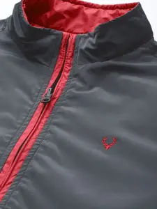 Allen Solly Men Red & Black Solid Reversible Padded Jacket