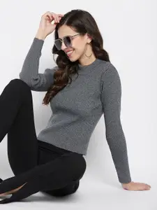 Madame Women Grey Pullover Sweater