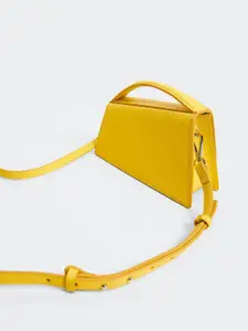 MANGO Yellow Solid Structured Satchel