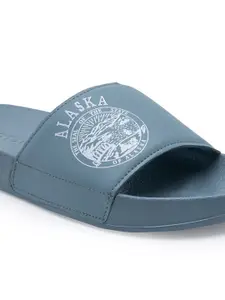 Red Tape Men Blue & White Rubber Sliders