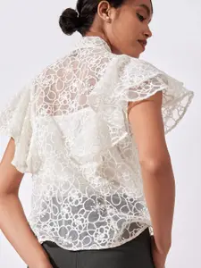 The Label Life Women White Tie-Up Neck Top