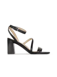 Naturalizer Women Black & Cream-Coloured Leather Block Heels