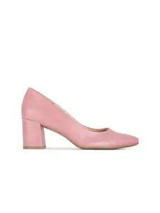 Naturalizer Pink Leather Block Pumps
