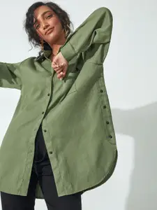 The Label Life Women Green Solid Casual Shirt