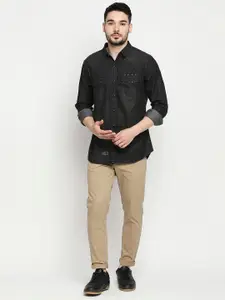 SPYKAR Men Black Cotton Slim Fit Faded Casual Shirt