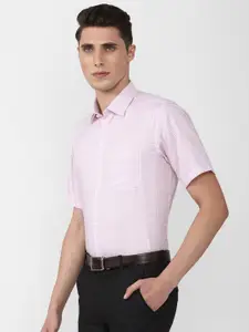 Van Heusen Men Pink Micro Checks Checked Cotton Formal Shirt
