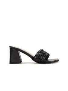 Bata Black & Beige PU Block Heels