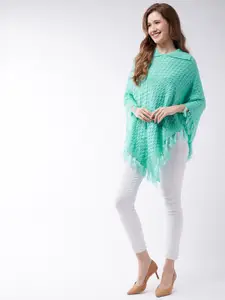 Modeve Women Sea Green Poncho Sweaters