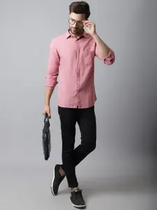 Cantabil Men Mauve Solid Cotton Casual Shirt