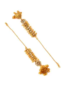 Yellow Chimes Women Gold-Toned Leaf Designed Jhumkas Earrings