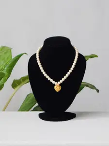 Unnati Silks Women White & Gold-Toned Beaded Necklace