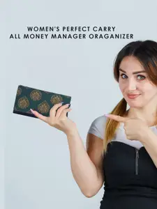 THE CLOWNFISH Jolene Navy Blue & Gold-Toned Ethnic Motifs Envelope