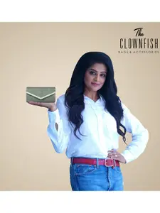 THE CLOWNFISH Lucia Women Olive Green Two Fold Wallet