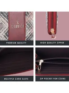 THE CLOWNFISH Aria Women Brown & Grey Printed Zip Around Wallet