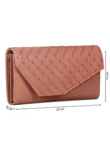 THE CLOWNFISH Helena Women Peach-Coloured Textured Envelope