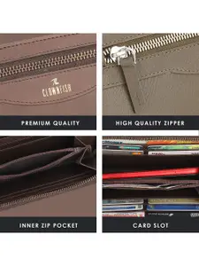 THE CLOWNFISH Eliana Women Brown Leather Zip Around Wallet