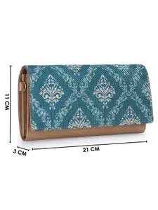 THE CLOWNFISH Jolene Blue & Brown Ethnic Motifs Envelope Wallet
