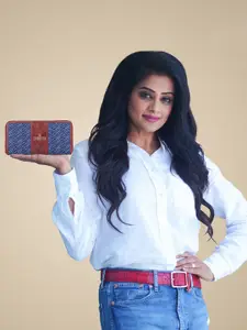 THE CLOWNFISH Aria Women Turquoise Blue & White Striped Zip Around Wallet