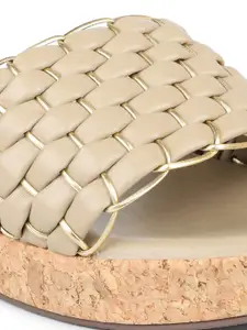 Inc 5 Beige Wedge Textured Sandals