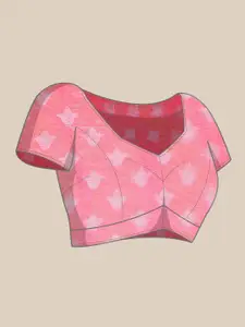 RACHNA Navy Blue & Pink Brasso Block Print Saree