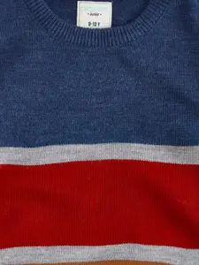 Pantaloons Junior Boys Blue & Red Striped Striped Pullover