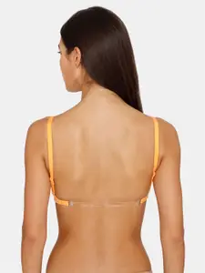 Zivame Orange Non Wired Non Padded Transparent Back T-Shirt Bra